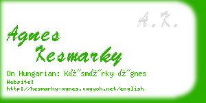 agnes kesmarky business card